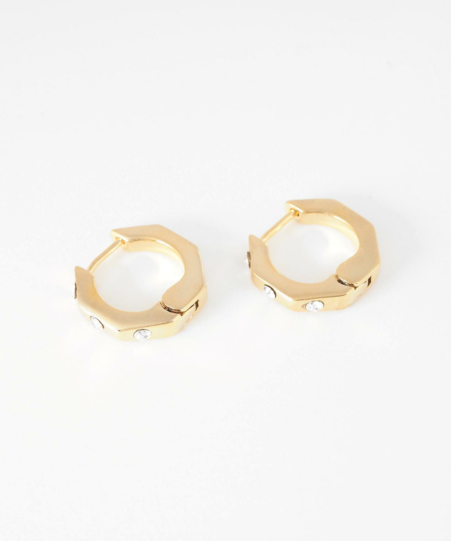 ポリゴンストーンスプリングフープピアス