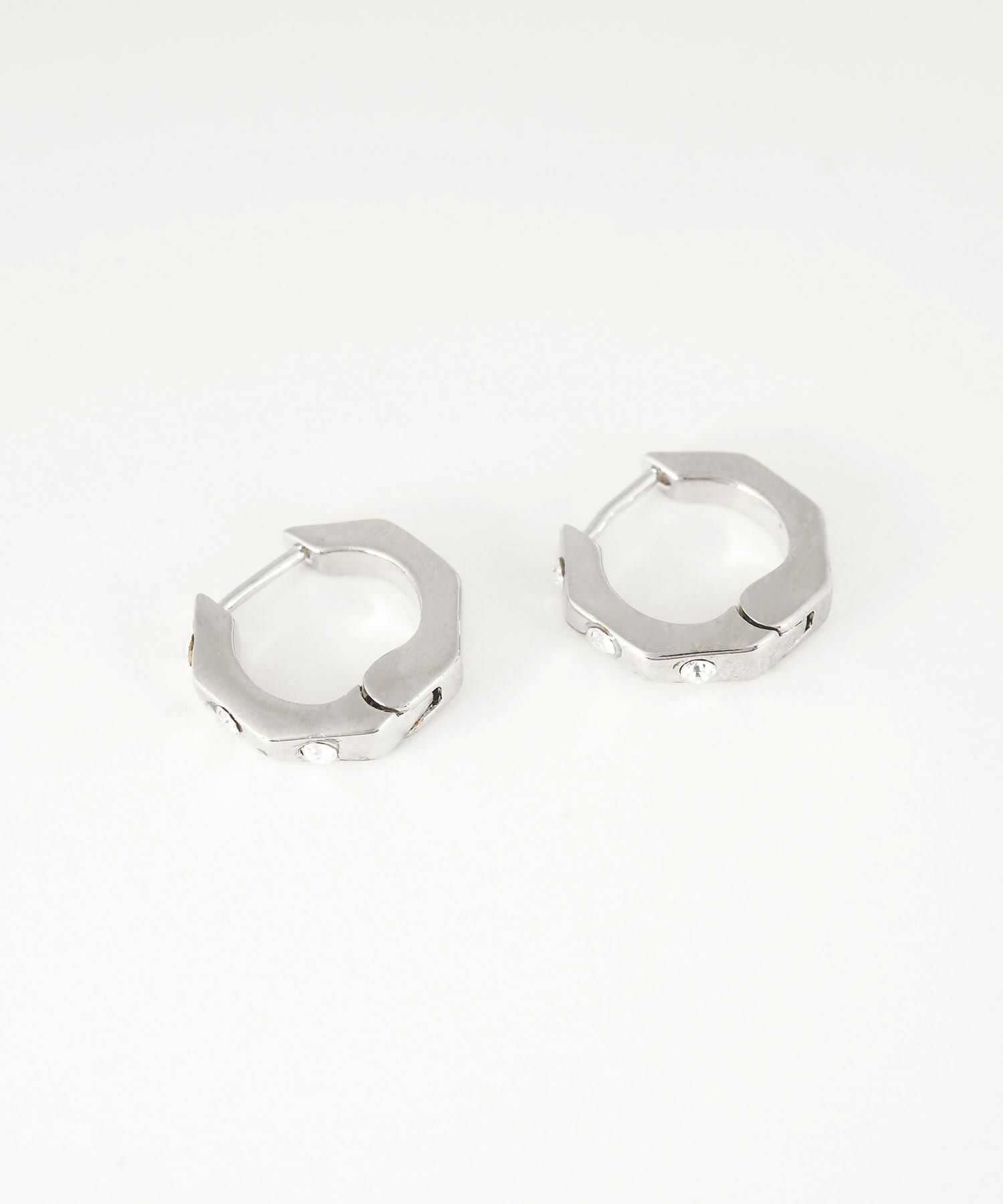 ポリゴンストーンスプリングフープピアス