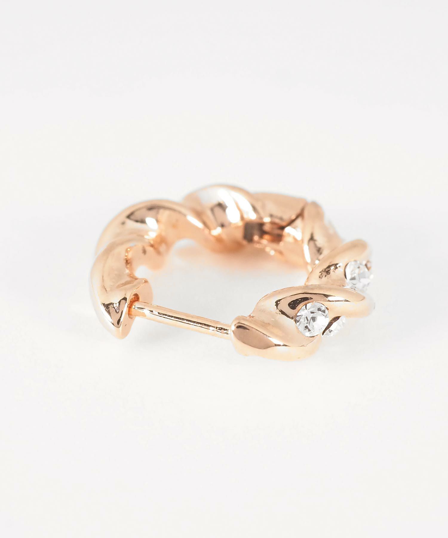 ツイストストーンスプリングフープピアス