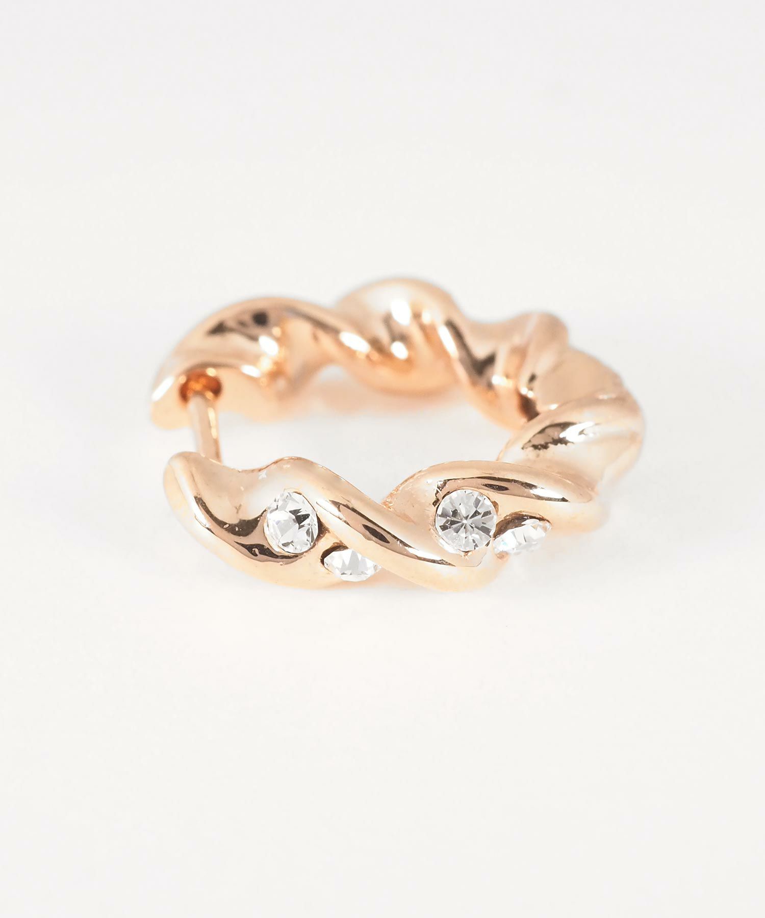 ツイストストーンスプリングフープピアス