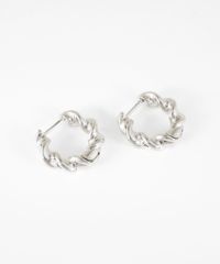 ツイストストーンスプリングフープピアス