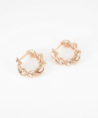 ツイストストーンスプリングフープピアス