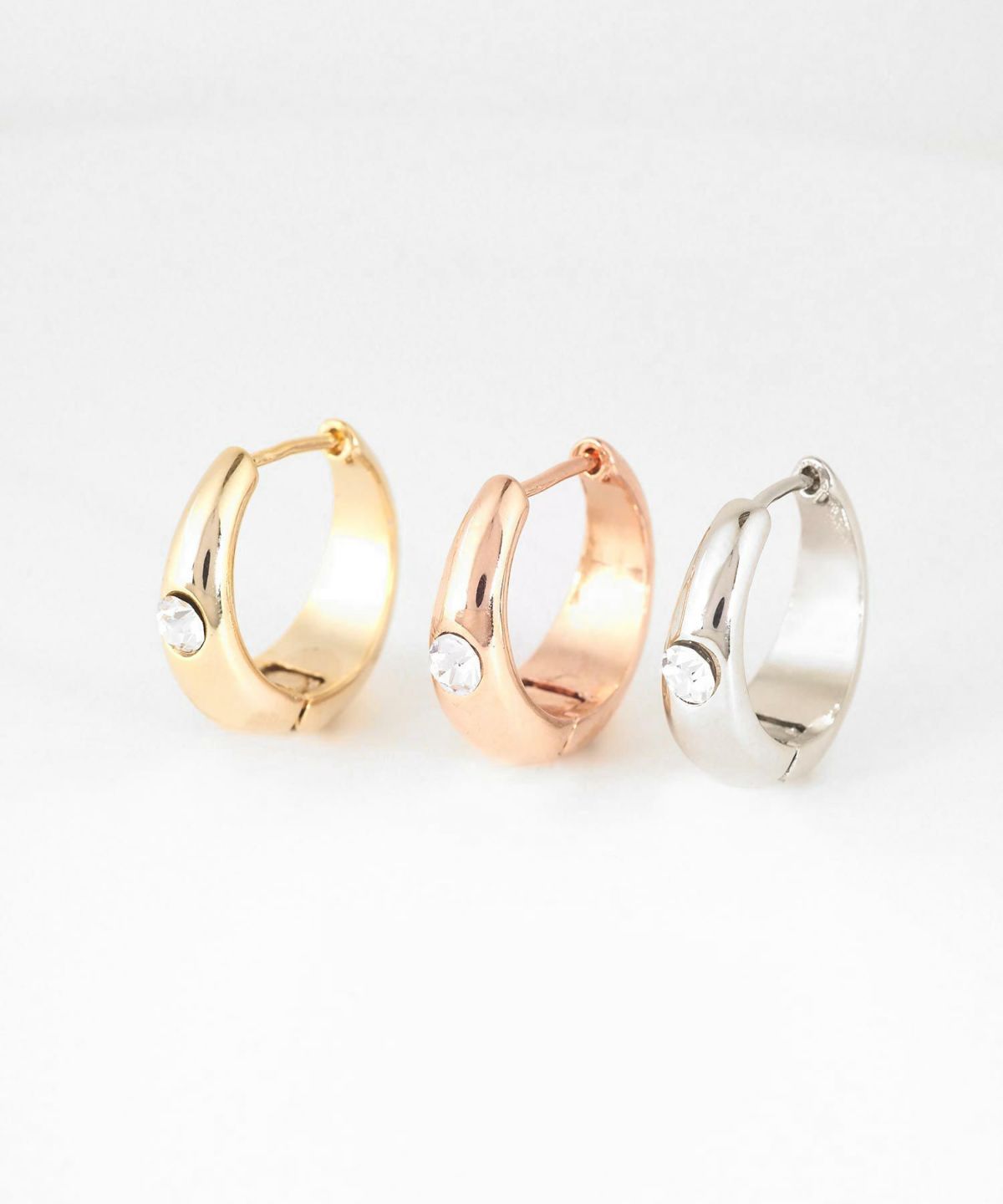 チャンキーストーンスプリングフープピアス