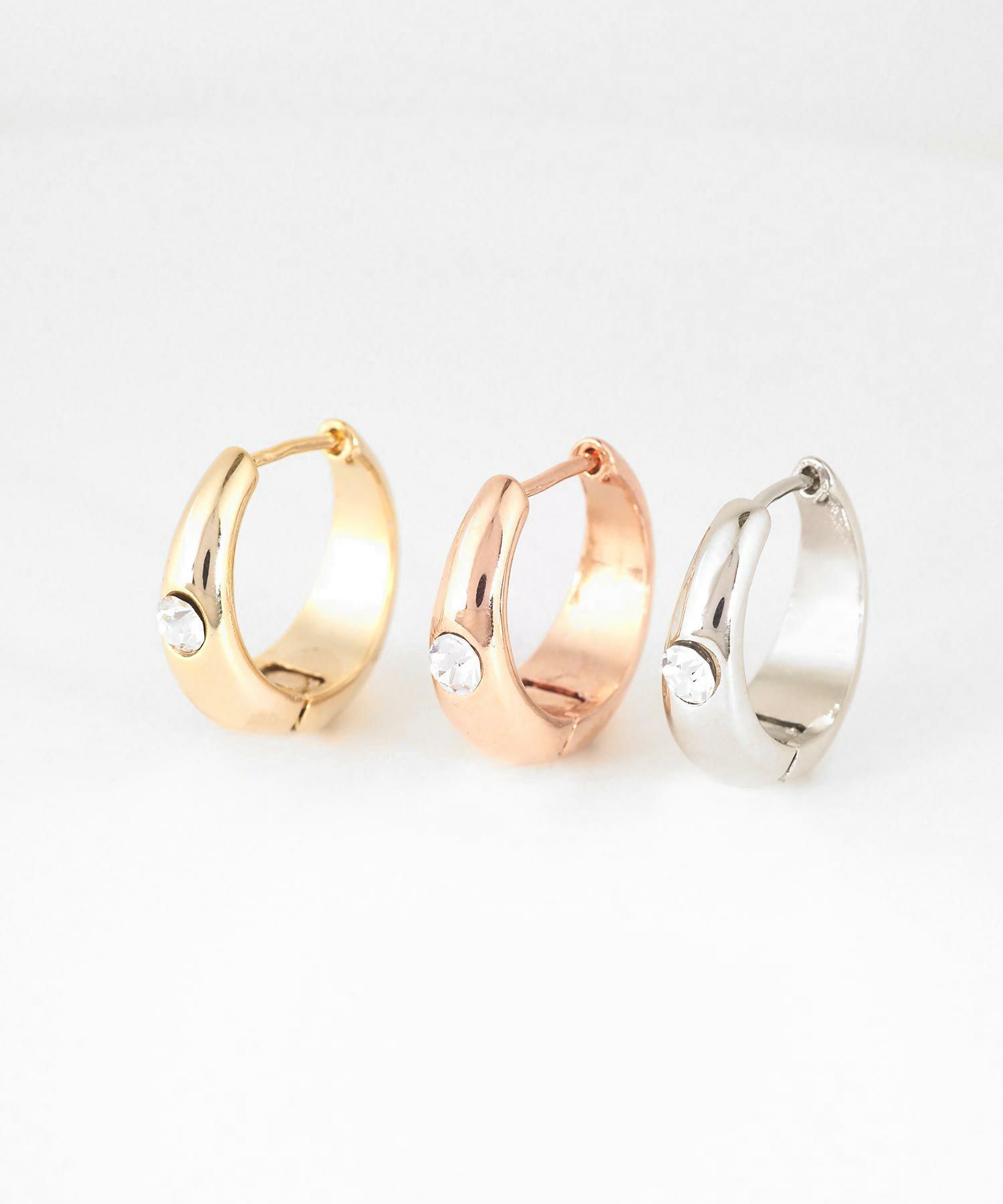 チャンキーストーンスプリングフープピアス