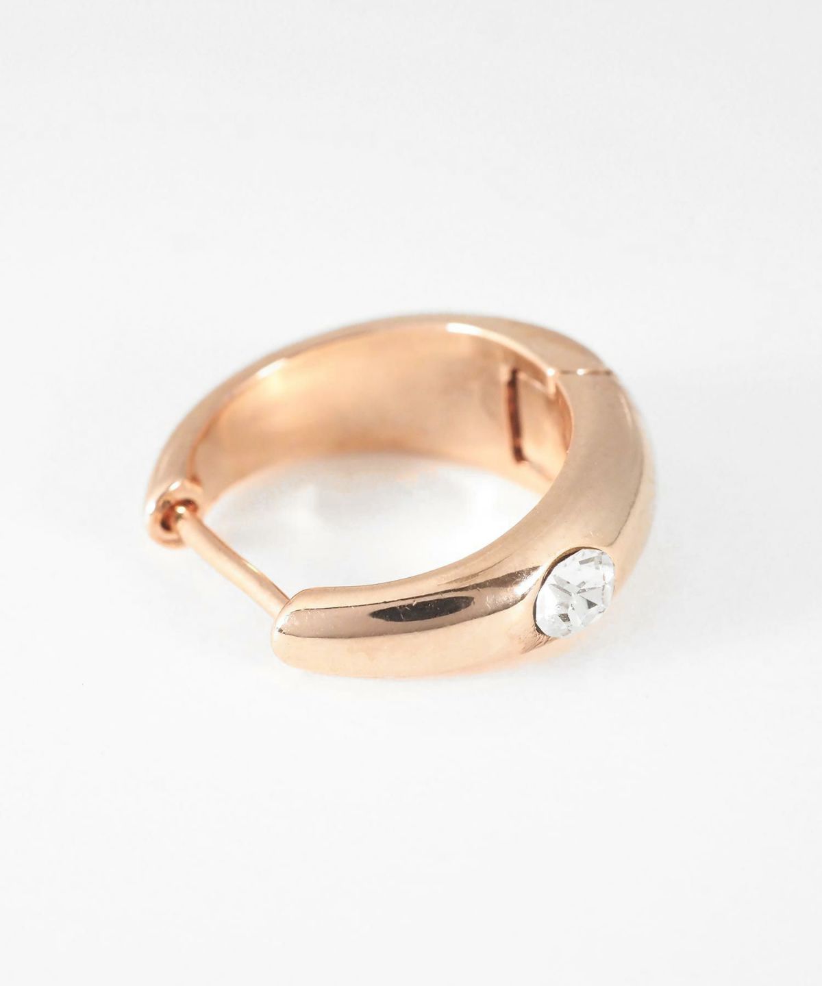 チャンキーストーンスプリングフープピアス