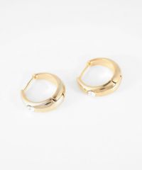 チャンキーストーンスプリングフープピアス