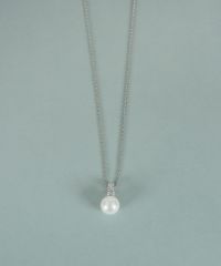 貝パールラインパヴェネックレス