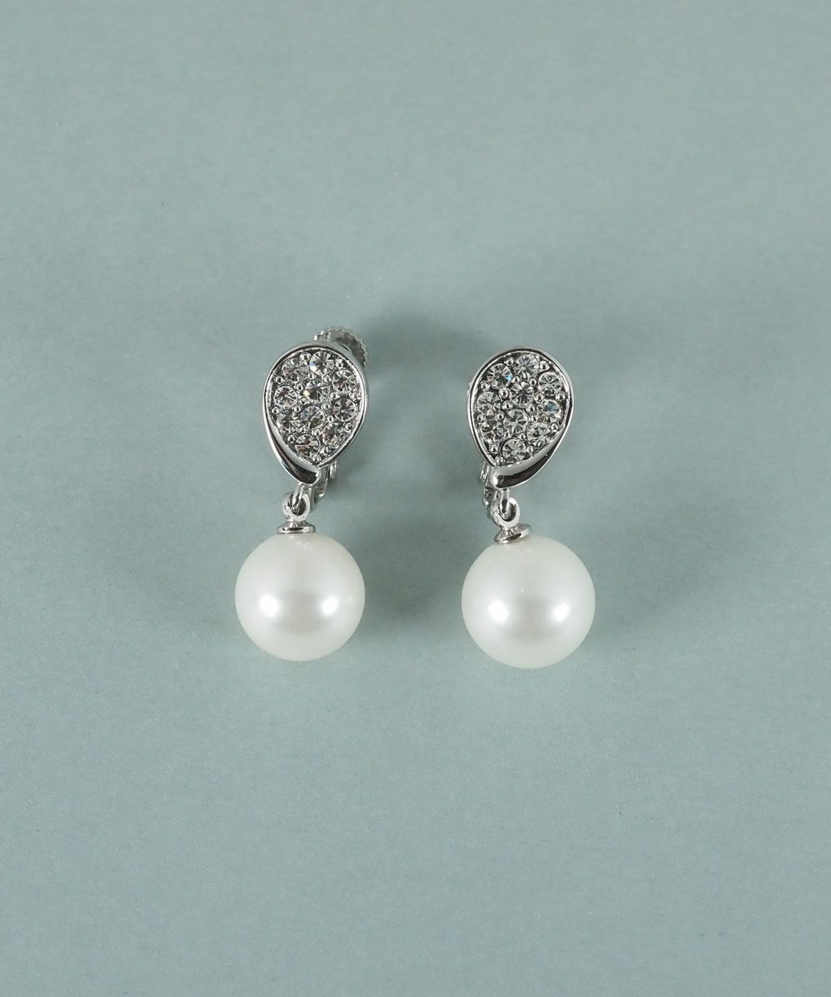 貝パールドロップパヴェイヤリング