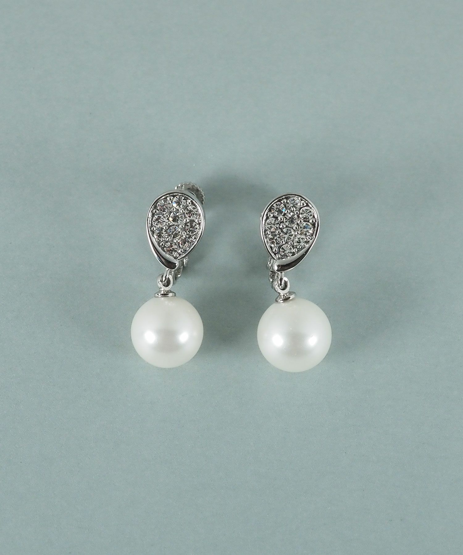 貝パールドロップパヴェイヤリング