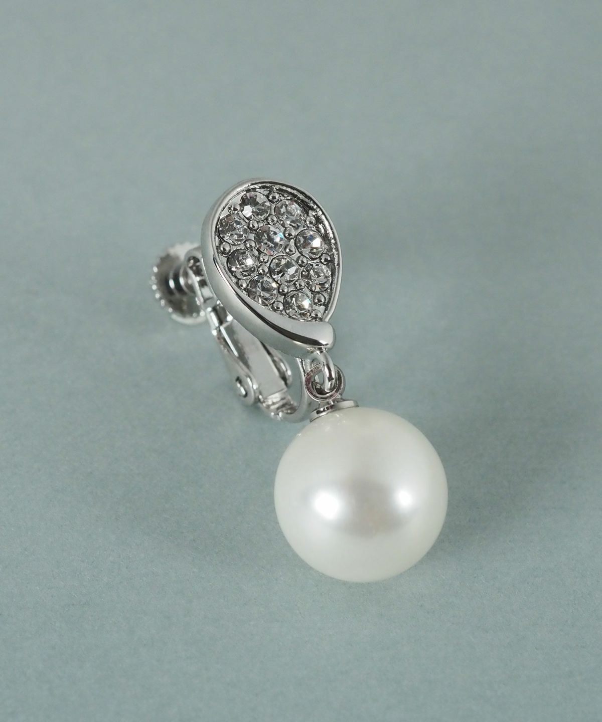 貝パールドロップパヴェイヤリング