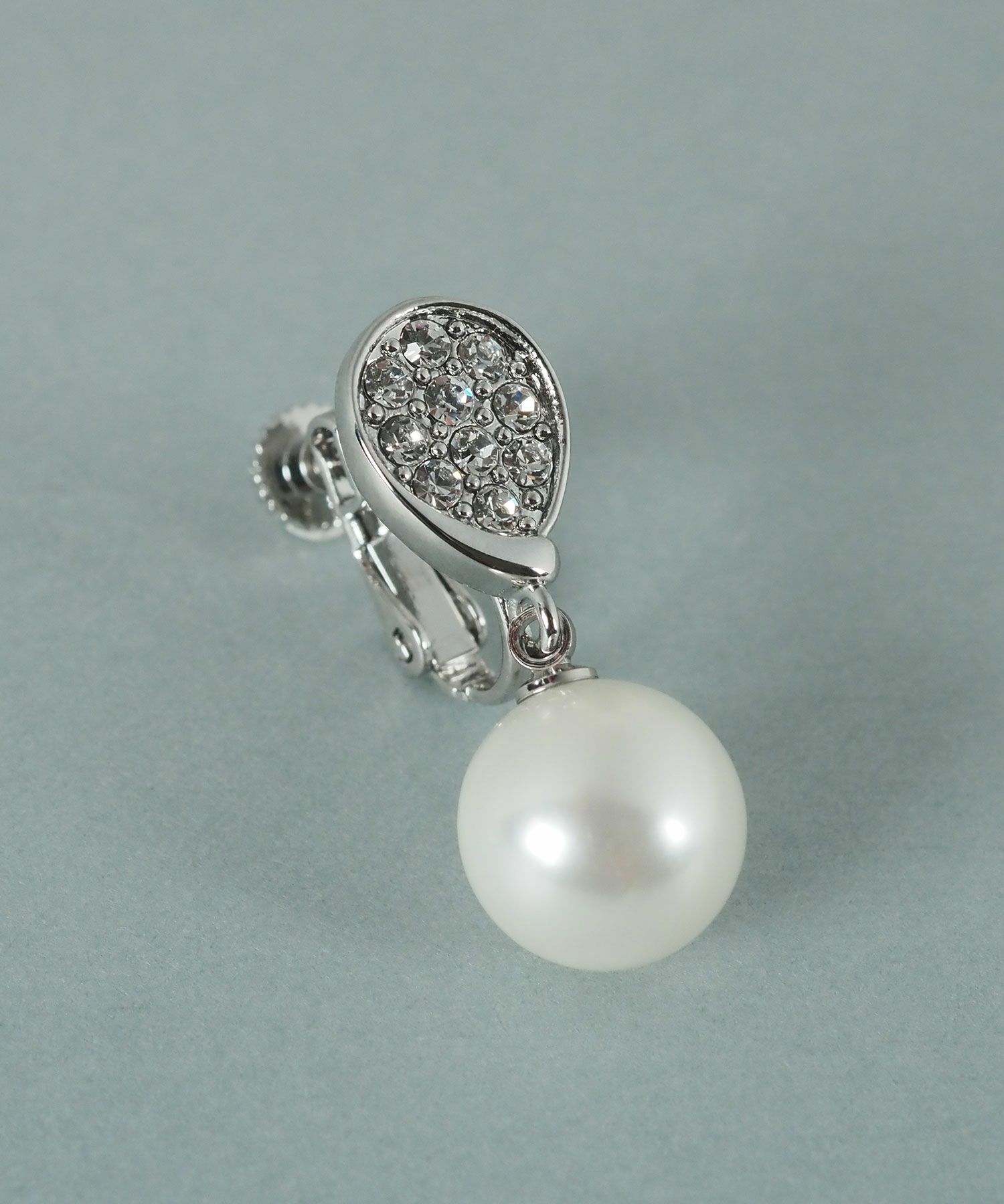 貝パールドロップパヴェイヤリング