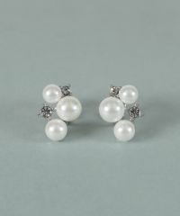 トリプル貝パールビジューイヤリング【JUNO PREMIUM】