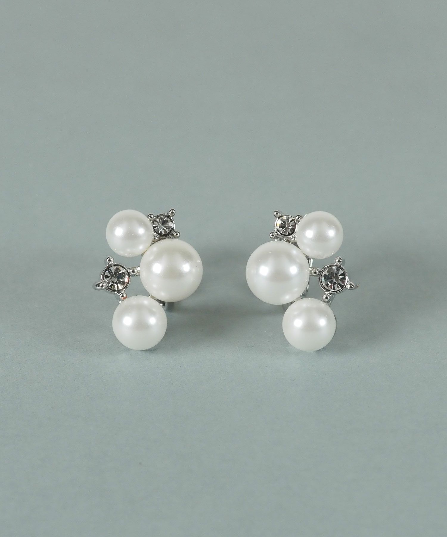 トリプル貝パールビジューイヤリング【JUNO PREMIUM】