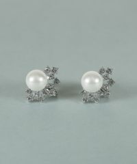 貝パールファンシェイプストーンイヤリング