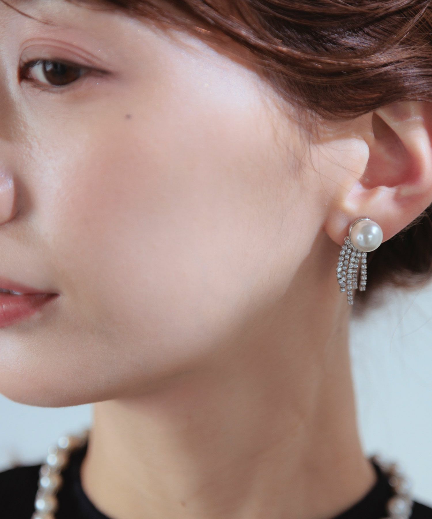 貝パールストーンシャワーピアス