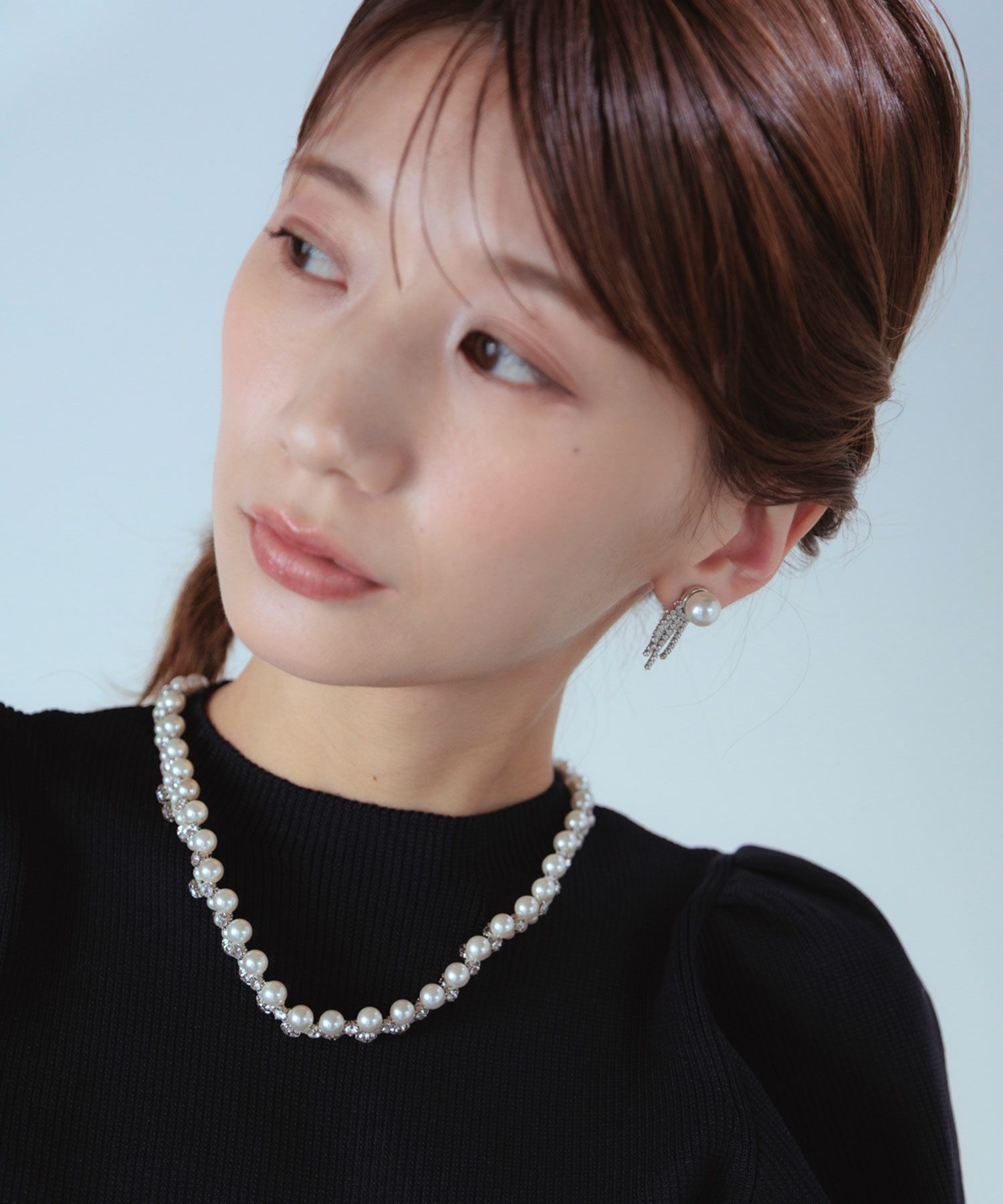 貝パールストーンシャワーチタンポストピアス【JUNO PREMIUM