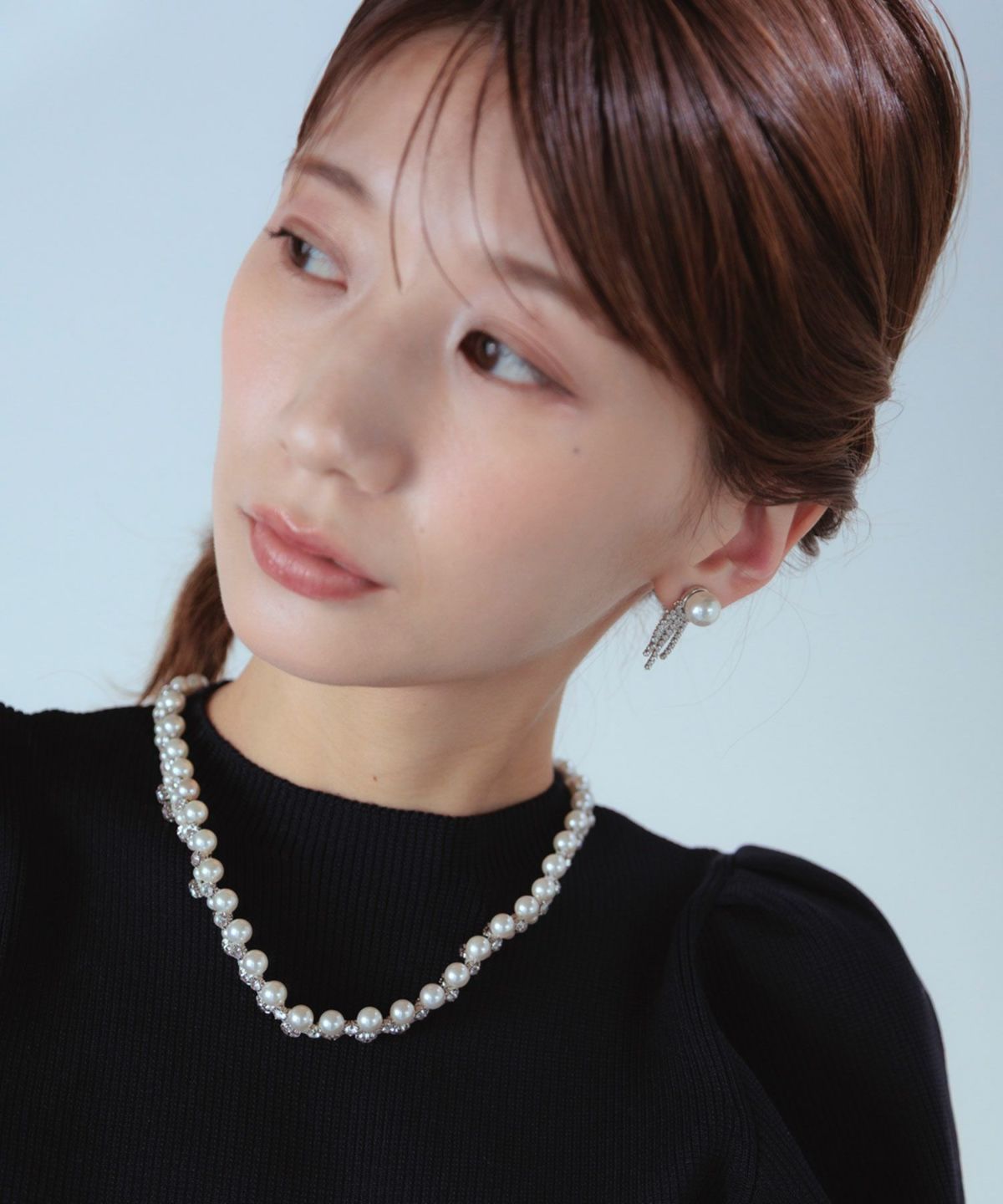 貝パールストーンシャワーピアス