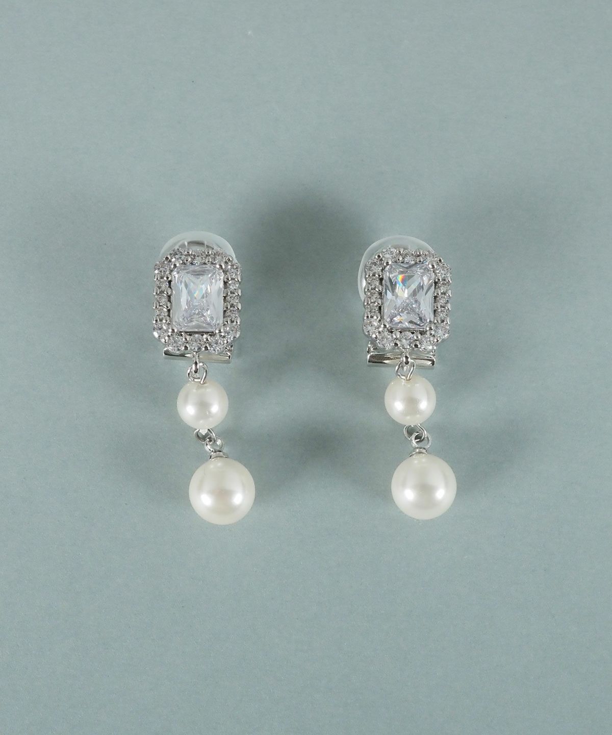 ダブル貝パールビジューイヤリング【JUNO PREMIUM】