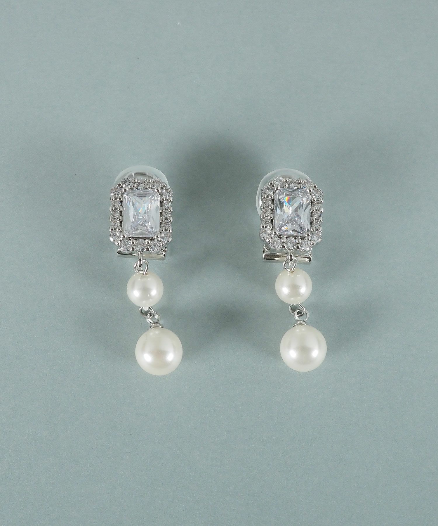 ダブル貝パールビジューイヤリング【JUNO PREMIUM】