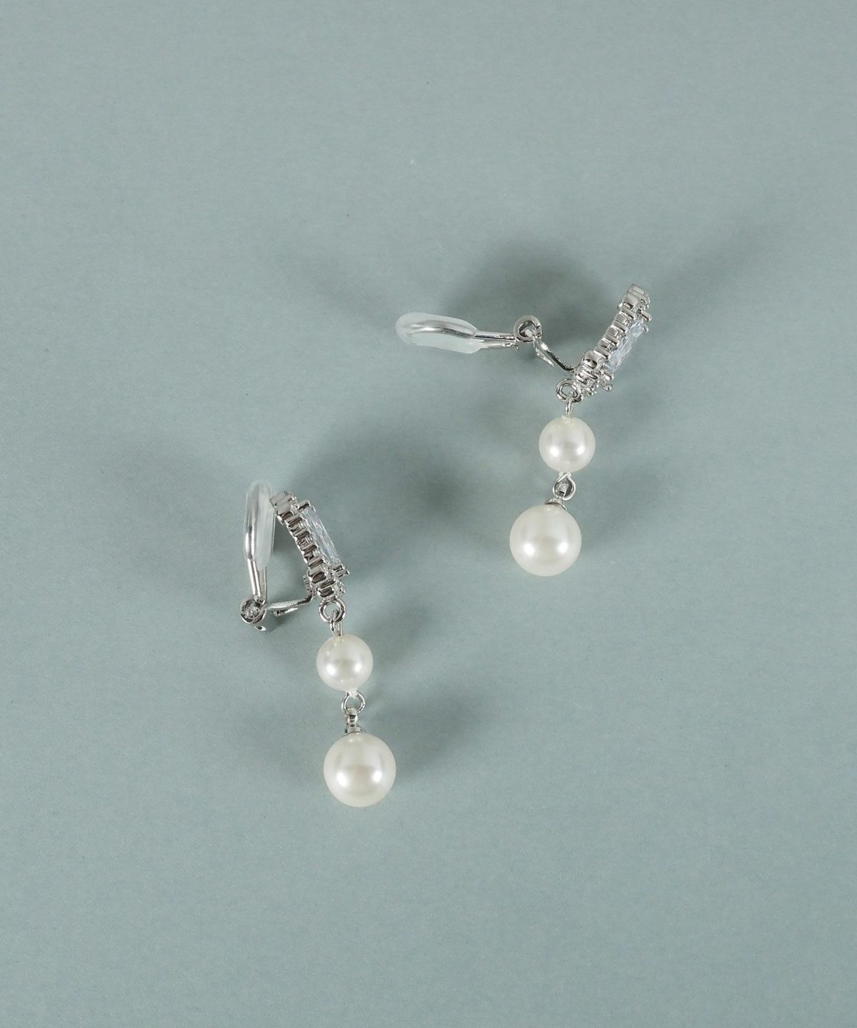 ダブル貝パールビジューイヤリング【JUNO PREMIUM】