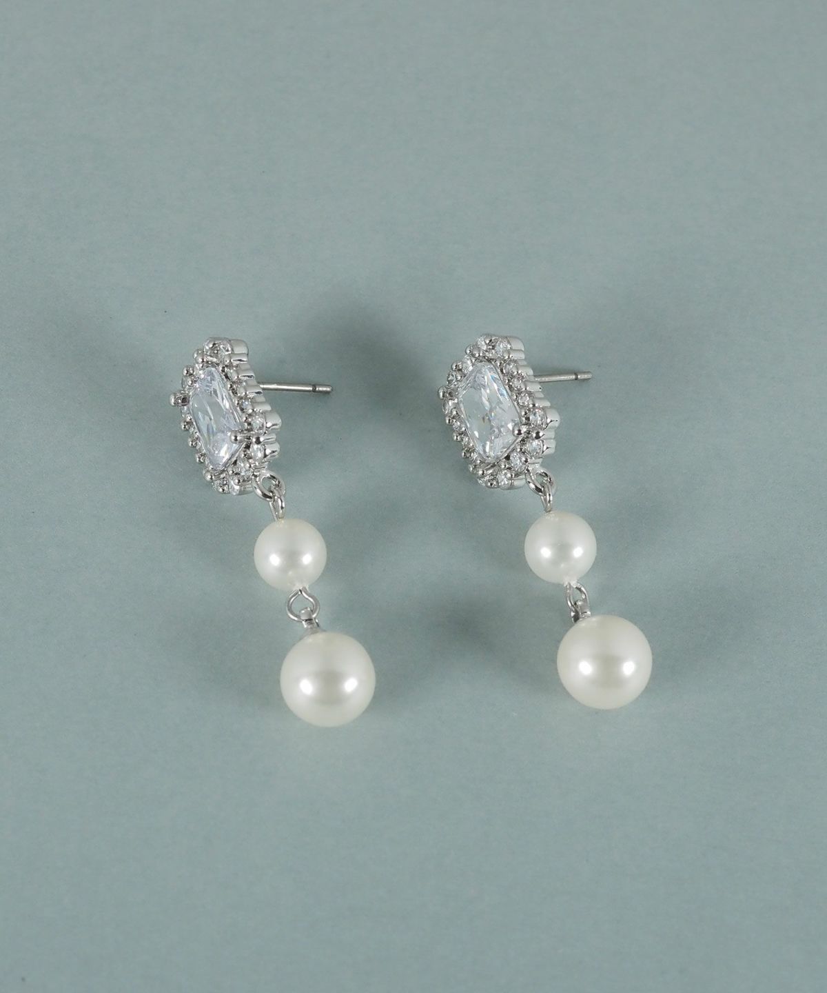 ダブル貝パールビジューピアス【JUNO PREMIUM】