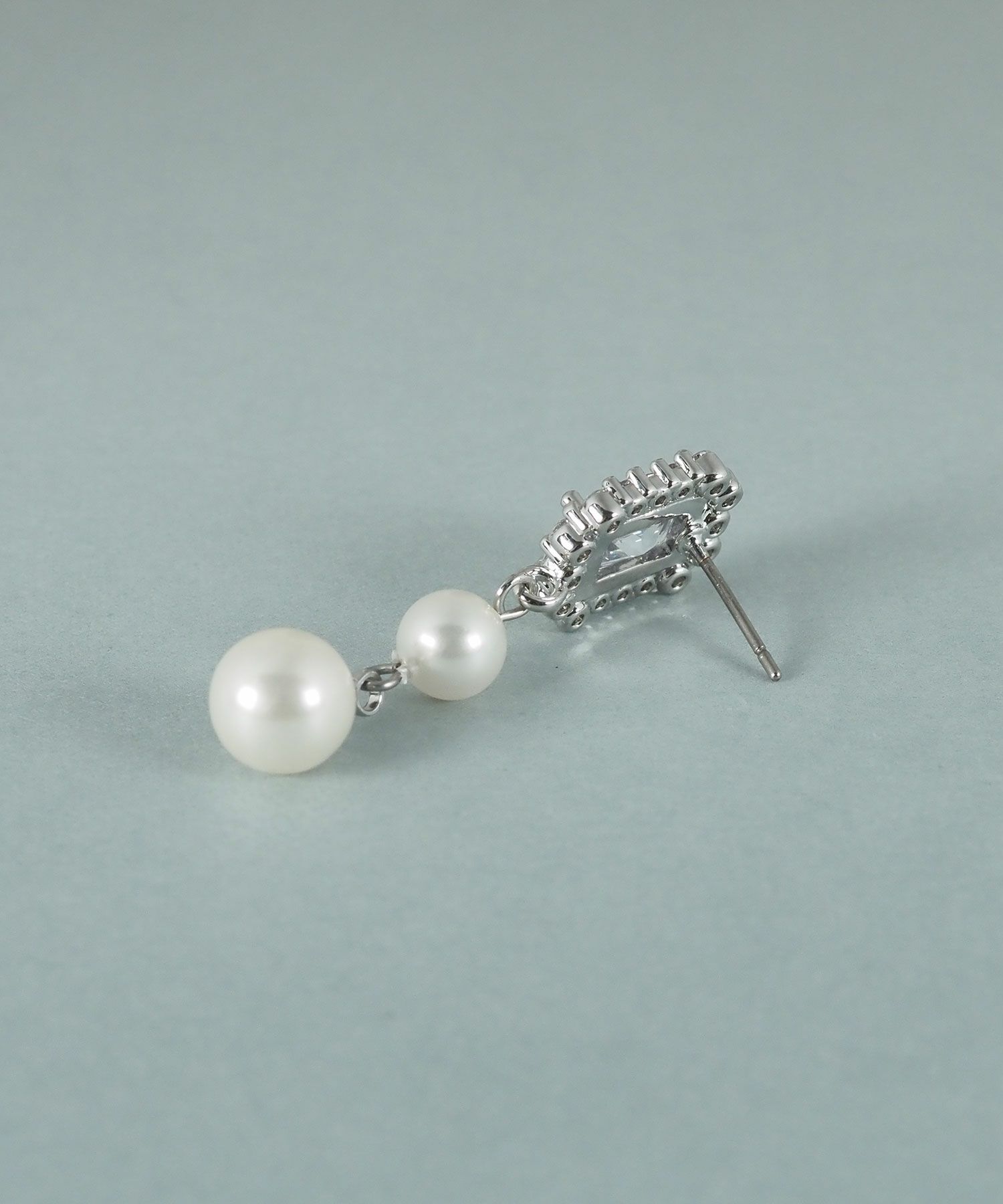 ダブル貝パールビジューピアス【JUNO PREMIUM】