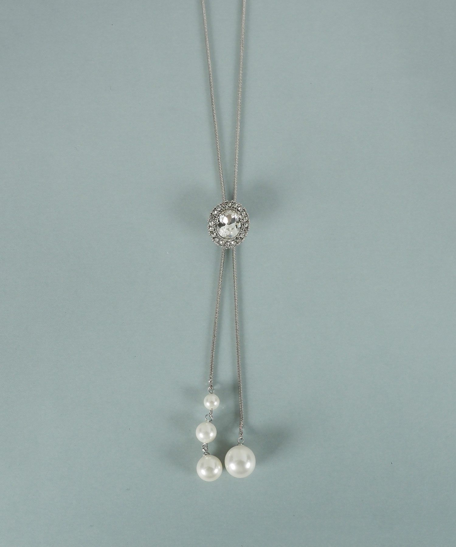 貝パールビジューロングネックレス