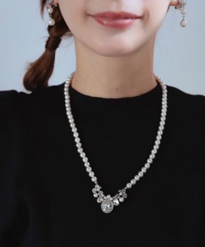 パールビジュー付きベール 貝パールビジューネックレス【JUNO PREMIUM】 | 【公式】MUK ONLINE