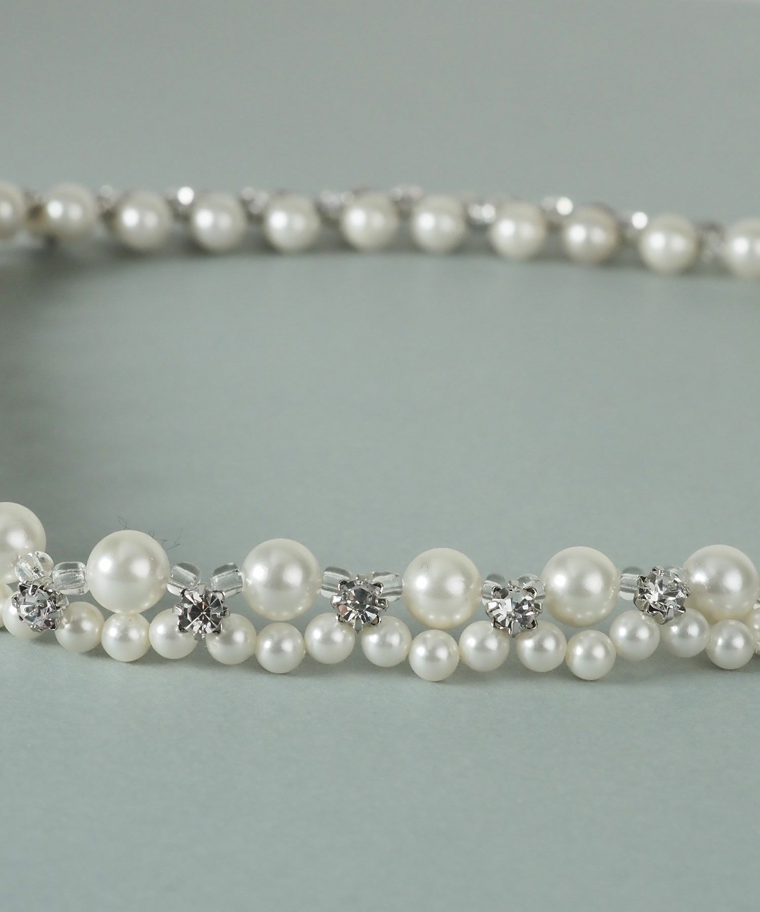 貝パールラインストーンネックレス