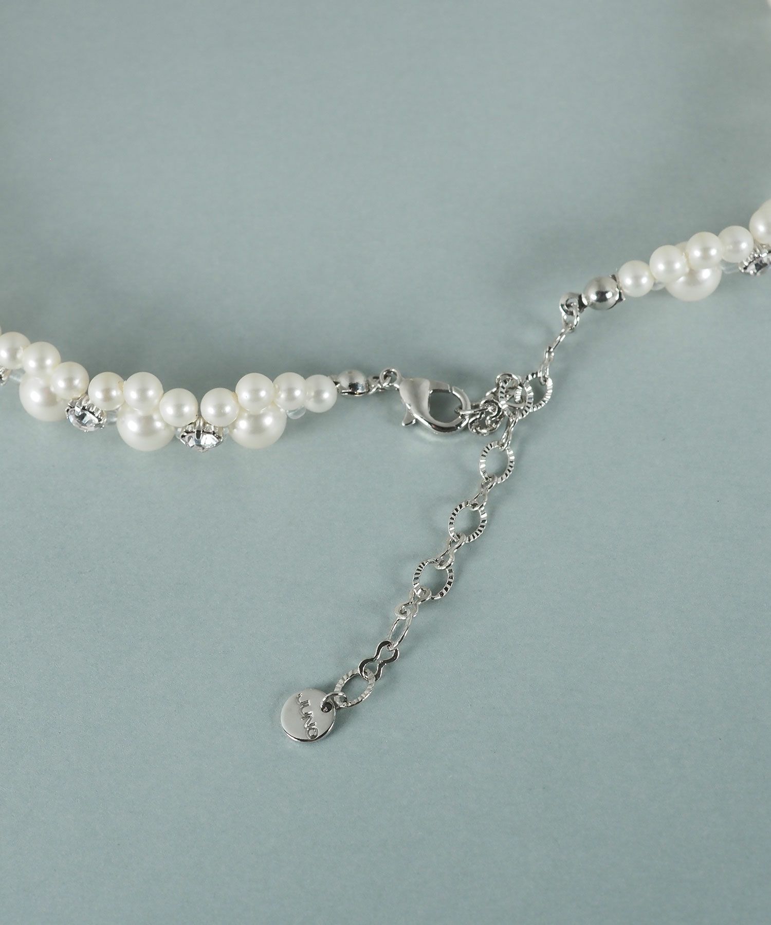 貝パールラインストーンネックレス