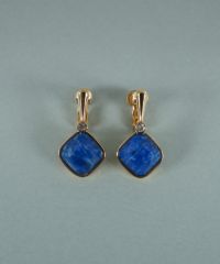 スクエアラピスラズリクリスタルイヤリング【JUNO PREMIUM】
