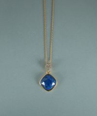 スクエアラピスラズリパヴェクリスタルネックレス【JUNO PREMIUM】