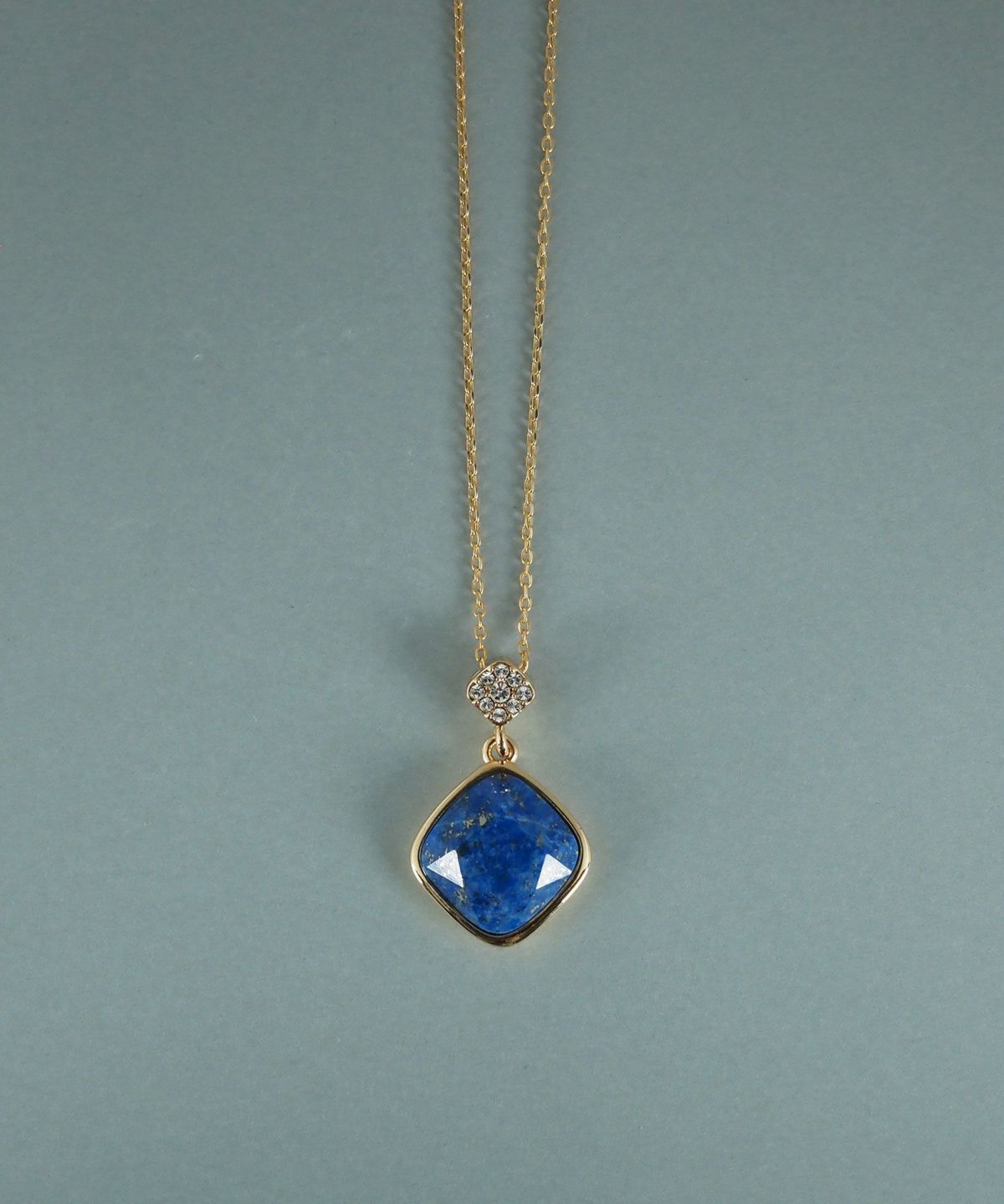 スクエアラピスラズリパヴェクリスタルネックレス【JUNO PREMIUM】