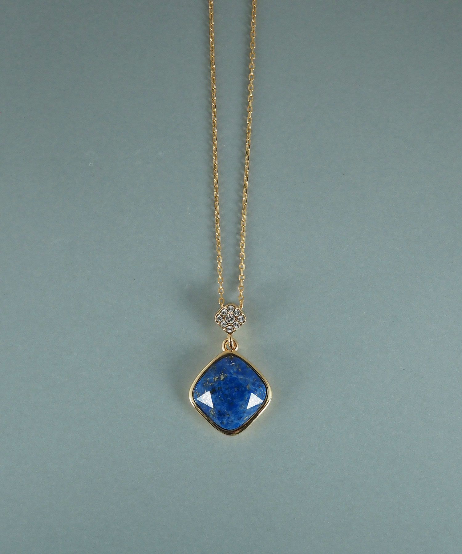 スクエアラピスラズリパヴェクリスタルネックレス【JUNO PREMIUM】