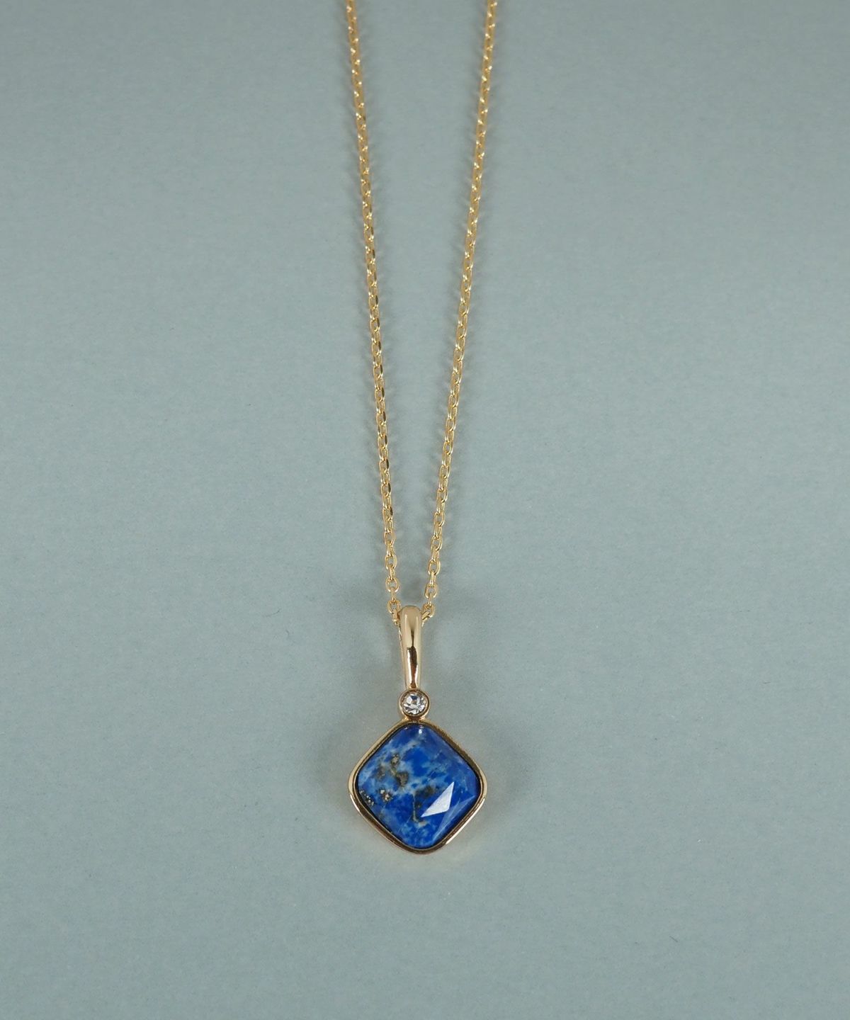 スクエアラピスラズリクリスタルネックレス【JUNO PREMIUM】