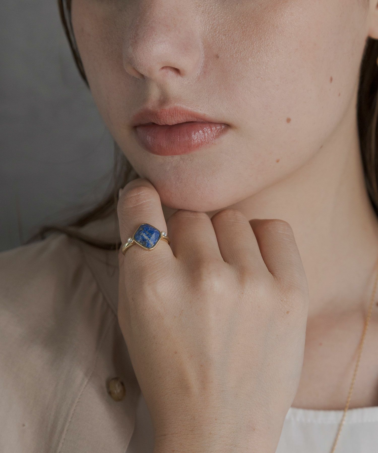 スクエアラピスラズリクリスタルリング【JUNO PREMIUM】