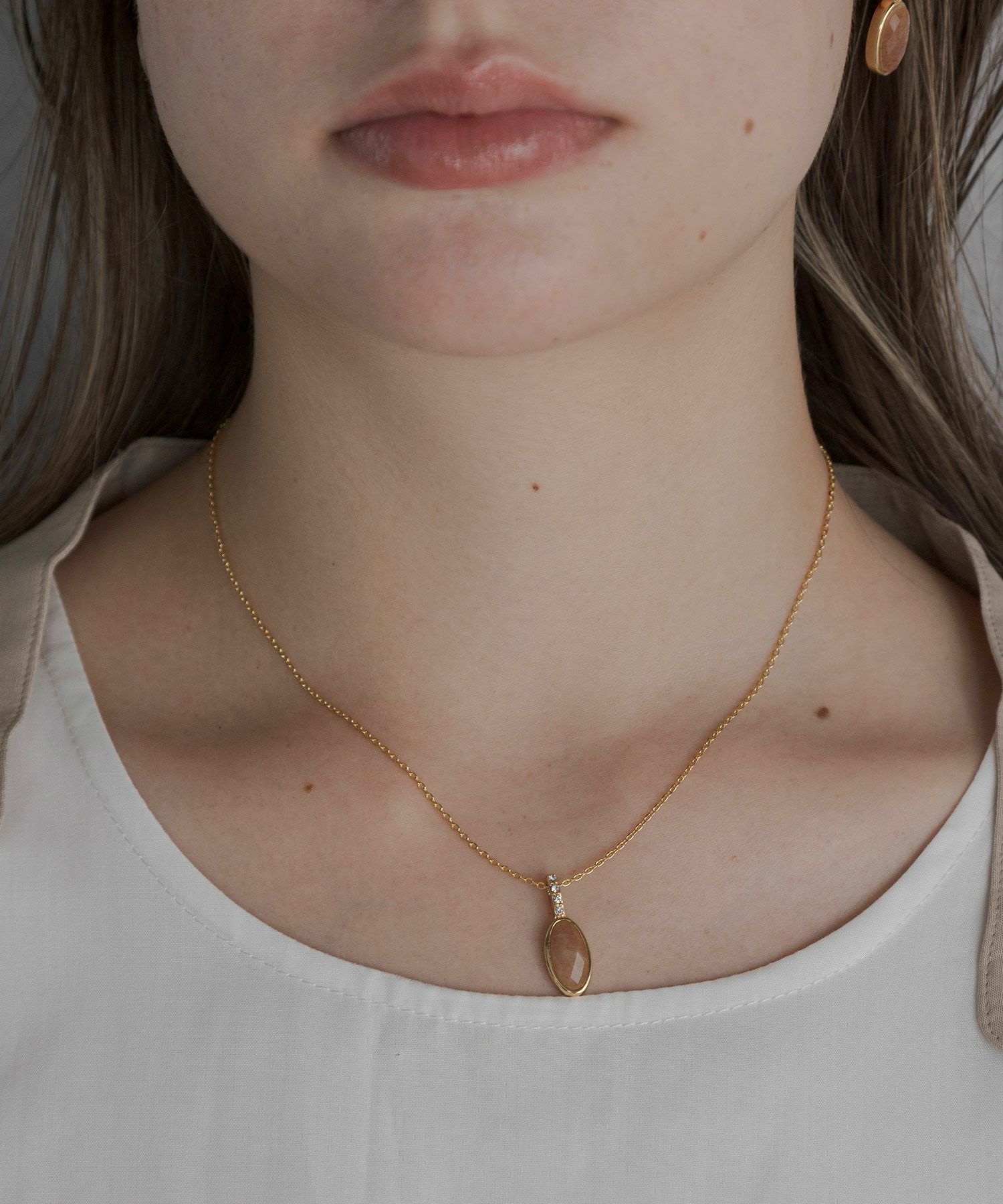 サンストーンエリプスネックレス【JUNO PREMIUM】