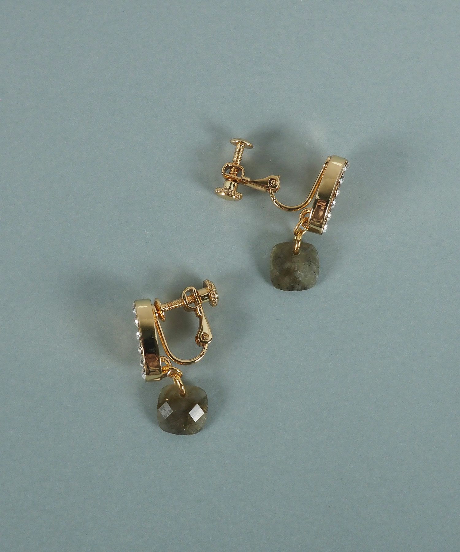 オーバルグリッドラブラドライトイヤリング【JUNO PREMIUM】