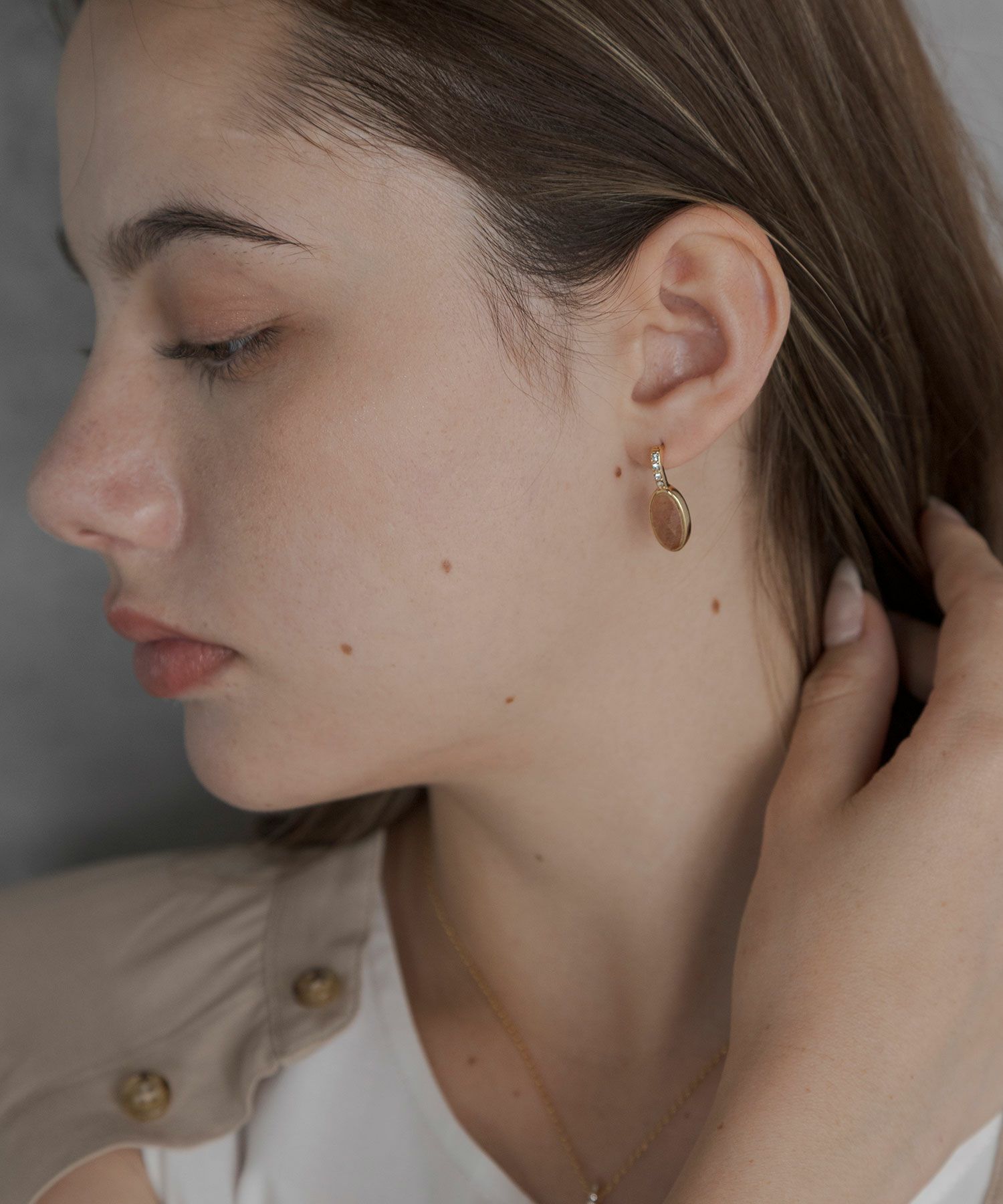 サンストーンエリプスピアス【JUNO PREMIUM】