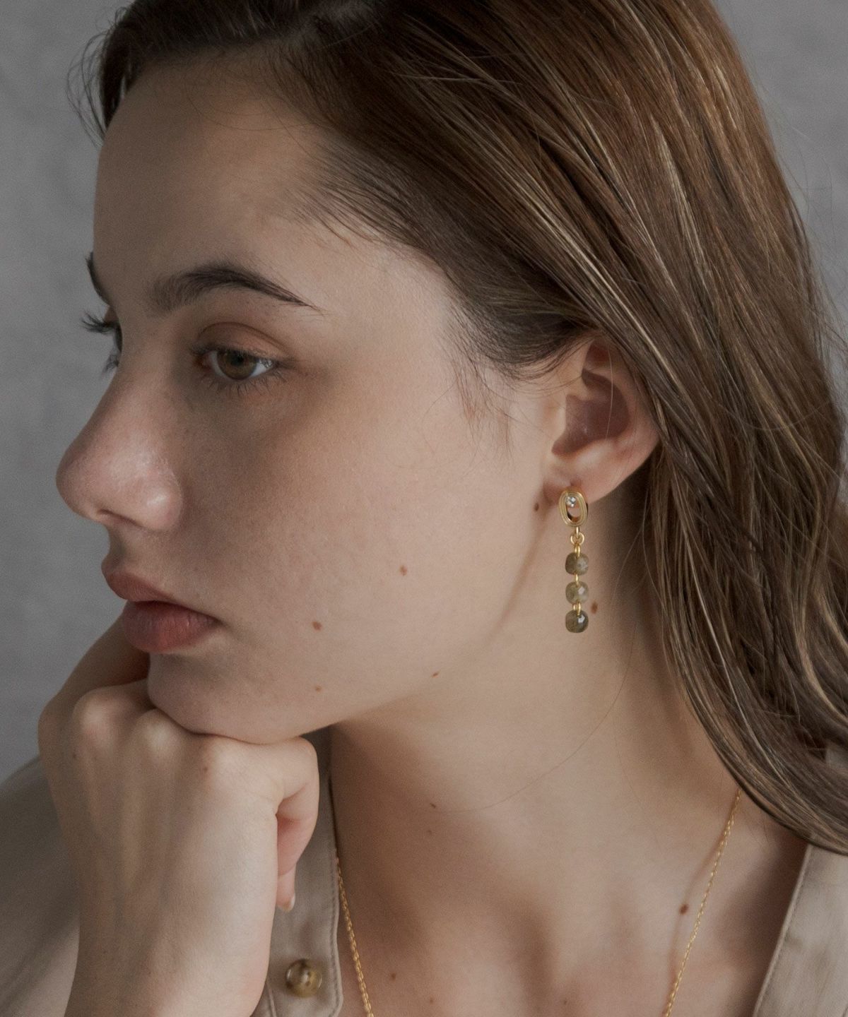 agete　ラブラドライトオーバルピアス agate ピアス ラブラドライト アガット agete ラブラドライトピアス