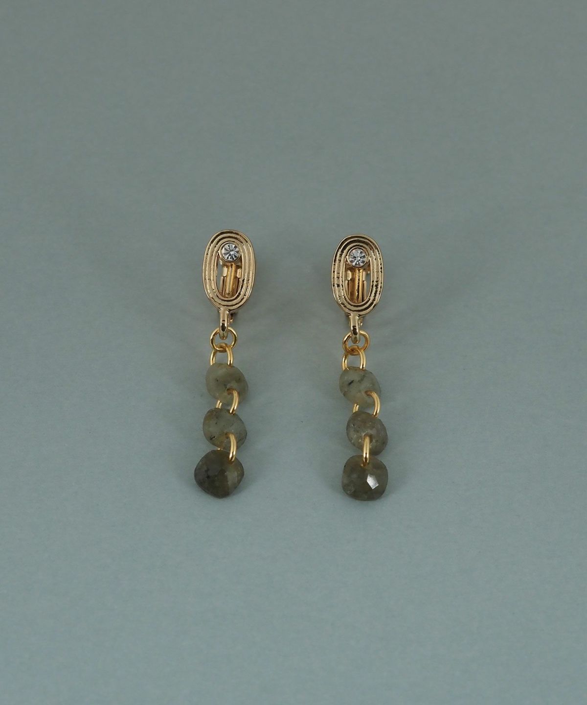 ラブラドライトオーバルメタルイヤリング【JUNO PREMIUM】