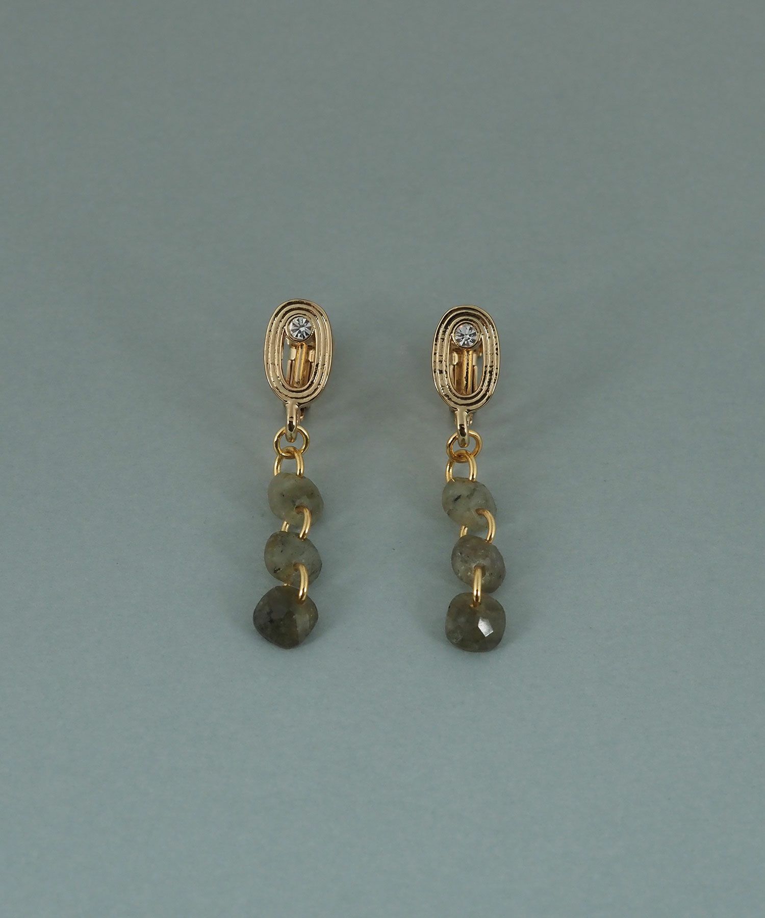 ラブラドライトオーバルメタルイヤリング【JUNO PREMIUM】