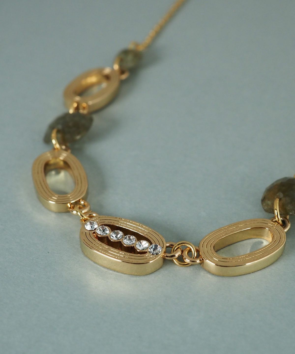 ラブラドライトオーバルメタルネックレス【JUNO PREMIUM】