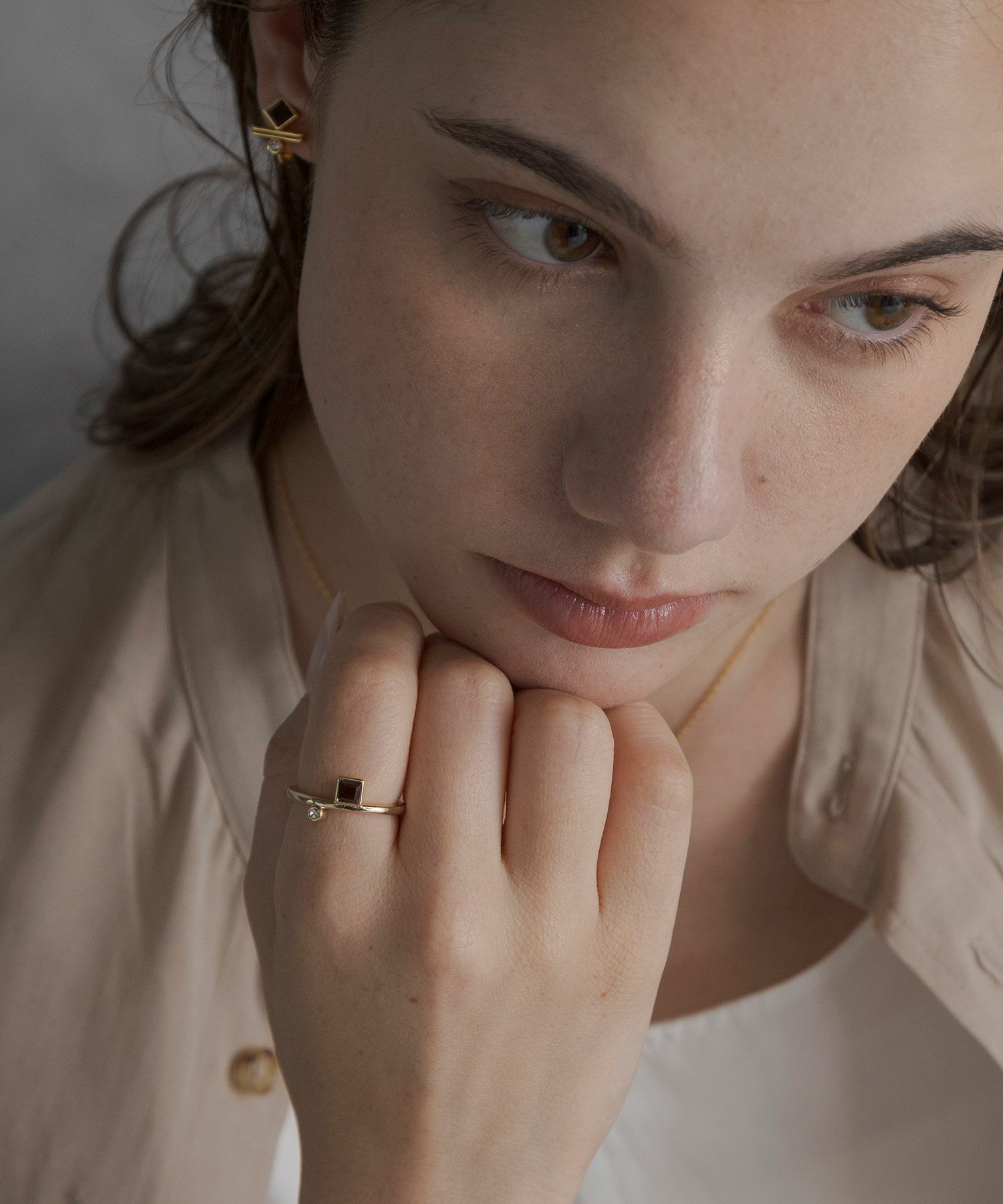 スクエアガーネットジオメトリーリング【JUNO PREMIUM】