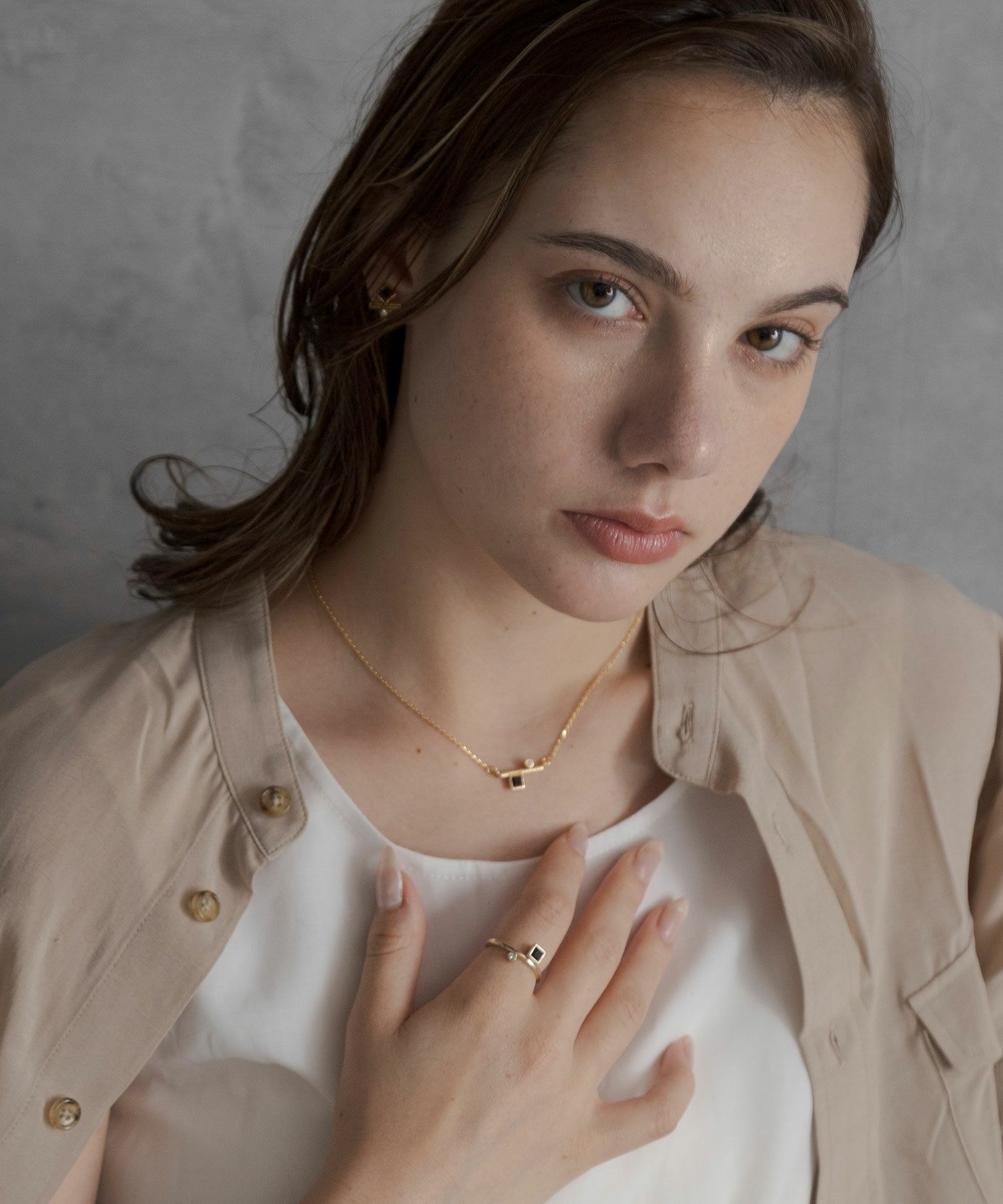 スクエアガーネットジオメトリーリング【JUNO PREMIUM】