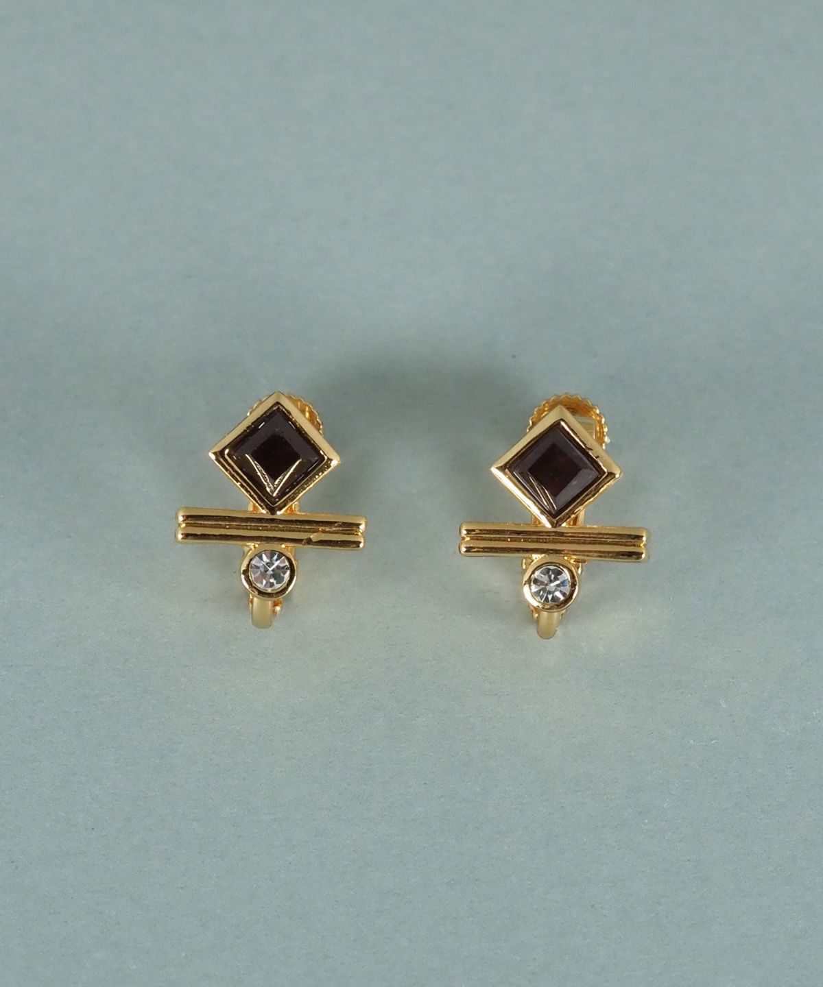 スクエアガーネットジオメトリーイヤリング【JUNO PREMIUM】