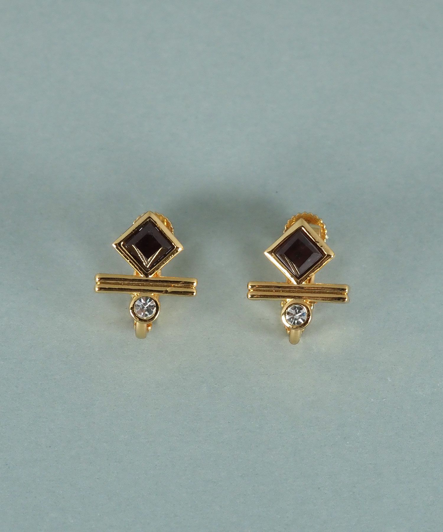 スクエアガーネットジオメトリーイヤリング【JUNO PREMIUM】