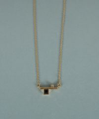 スクエアガーネットラインジオメトリーネックレス【JUNO PREMIUM】