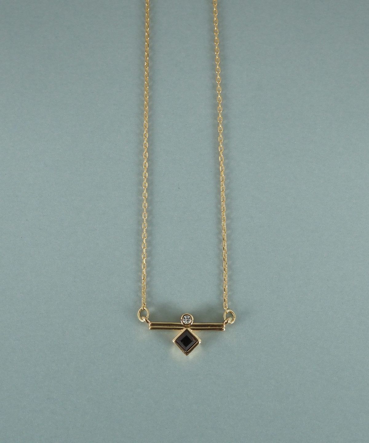 スクエアガーネットジオメトリーネックレス【JUNO PREMIUM】