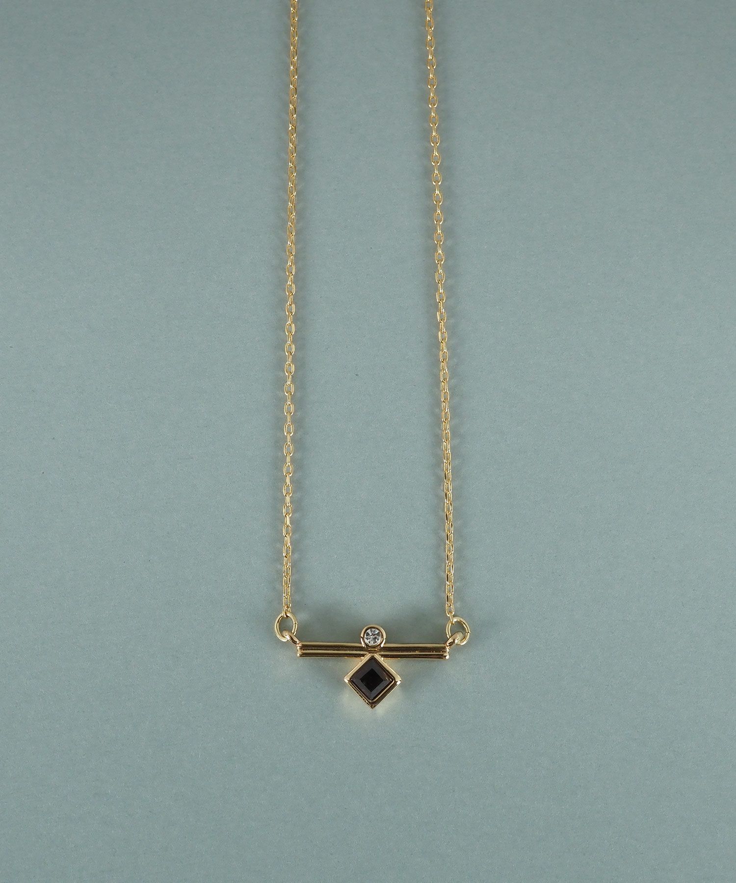 スクエアガーネットジオメトリーネックレス【JUNO PREMIUM】